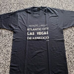 VTG 90s Screen Stars Atlantic City Las Vegas Deadwood Gambling Promo Shirt L